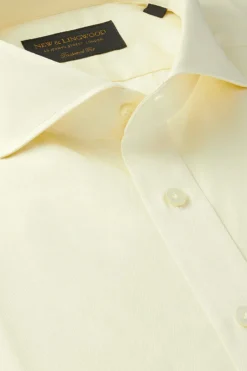 Cream Poplin Cutaway Collar Tailored Fit Single Cuff Shirt