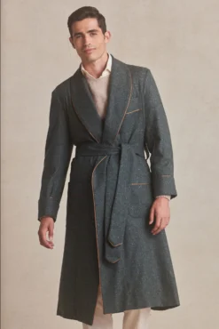 Green Donegal Fleck Unlined Cashmere Dressing Gown