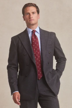 Dark Grey Flannel Double Breasted Jacket