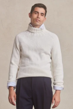 Ivory Lambswool Roll Neck Sweater