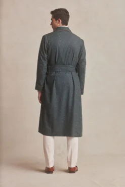 Green Donegal Fleck Unlined Cashmere Dressing Gown -Fashion-New and Lingwood donegal cashmere green 054 scaled