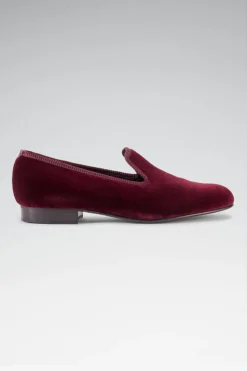 Burgundy Velvet Outdoor Slippers -Fashion-New and Lingwood edit1 0006 burgundy plain velvet street sole slippers 3