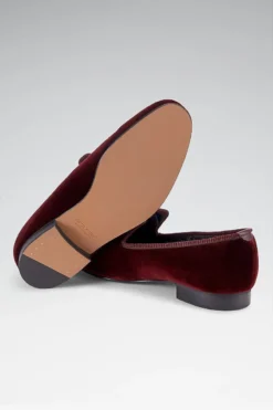 Burgundy Velvet Outdoor Slippers -Fashion-New and Lingwood edit1 0007 burgundy plain velvet street sole slippers 4