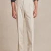 Cream Single Pleat Flannel Trousers