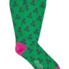 Green & Pink Skull & Crossbones Mid Calf Cotton Socks