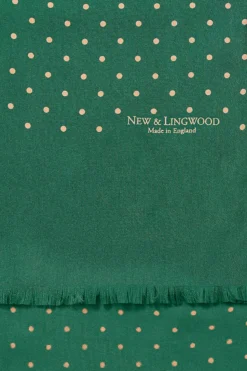 Green Polka Dot Printed Silk Scarf -Fashion-New and Lingwood green screen printed polka dot silk scarf 2