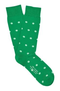 Green & White Polka Dot Cotton Sock