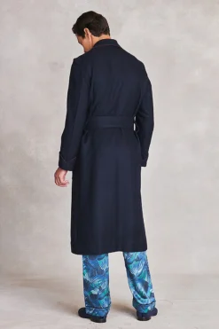 Navy Herringbone Unlined Cashmere Dressing Gown -Fashion-New and Lingwood image2 1 1