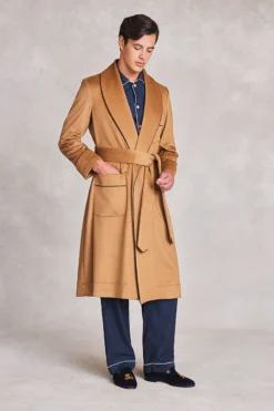 Camel Unlined Cashmere Dressing Gown