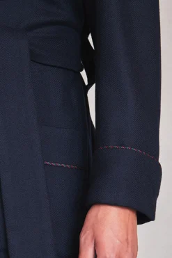 Navy Herringbone Unlined Cashmere Dressing Gown -Fashion-New and Lingwood image 4 cuff detail resized