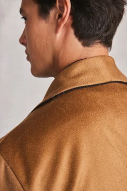 Camel Unlined Cashmere Dressing Gown -Fashion-New and Lingwood image 5 back detail resized 2 1
