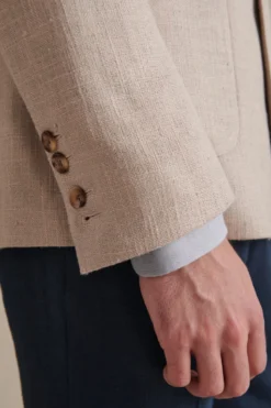 Beige Double Breasted Silk/Linen Jacket -Fashion-New and Lingwood linens 2 scaled