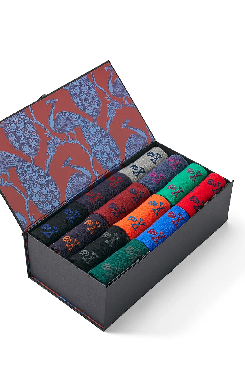 Skull & Crossbones Mid Calf Cotton 12 Sock Gift Box 1 Skull & Crossbones Mid Calf Cotton 12 Sock Gift Box
