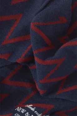 Navy & Burgundy Gunner Cotton Sock -Fashion-New and Lingwood navy burgundy gunner cotton sock