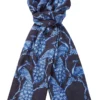 Navy & Blue Peacock Wool & Silk Scarf