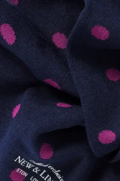 Navy & Purple Polka Dot Cotton Sock -Fashion-New and Lingwood navy purple polka dot cotton sock 2
