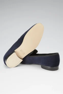 Navy Skull & Crossbones Velvet Slippers 11 Navy Skull & Crossbones Velvet Slippers -Fashion-New and Lingwood navy skull crossbones velvet slippers sole