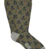 Olive & Navy Skull & Crossbones Mid Calf Cotton Socks