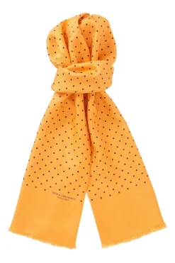 Orange Polka Dot Printed Silk Scarf
