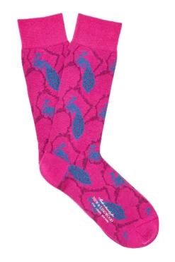 Pink & Teal Peacock Cotton Sock