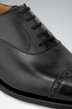 Black Calf Leather Punch Toe Cap Oxford Shoes -Fashion-New and Lingwood punch toe cap oxford blkclf 3 1