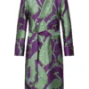 Purple & Green Peacock Unlined Silk Dressing Gown