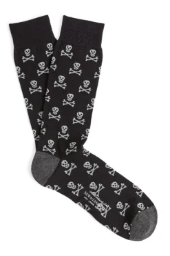 Black & White Skull & Crossbones Mid Calf Cotton Socks