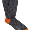 Grey & Navy Skull & Crossbones Mid Calf Cotton Socks