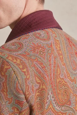 Red & Gold St James' Paisley Lined Cotton Dressing Gown -Fashion-New and Lingwood st james paisley lined dg 7 1