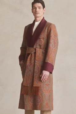 Red & Gold St James' Paisley Lined Cotton Dressing Gown
