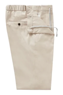 Stone Flat Front Drawstring Trousers -Fashion-New and Lingwood stone plain flat front cotton twill drawstring trousers 2