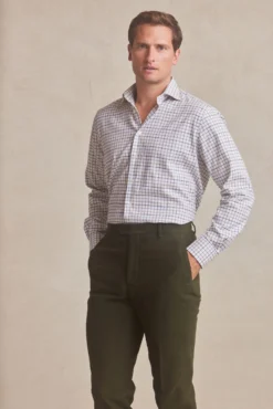 Front Page 12 Blue Tattersall Check Cutaway Collar Classic Fit Shirt