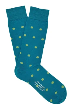Teal & Green Polka Dot Cotton Sock