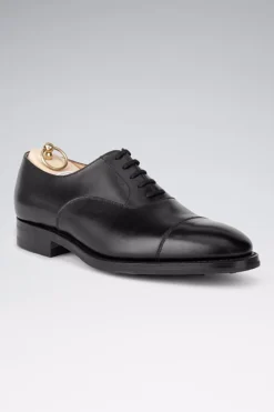Black Calf Leather 5 Tie Oxford Shoes With Dainite Sole