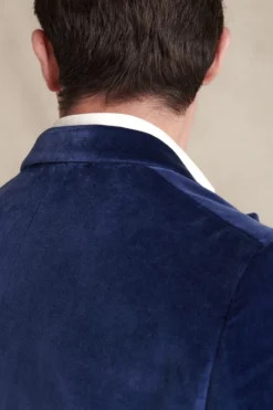 Blue Peak Lapel Single Breasted Velvet Evening Jacket -Fashion-New and Lingwood velvet jacket blue 0000 velvet jacket blue 065 scaled