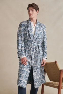 Seaside Unlined Printed Silk Dressing Gown