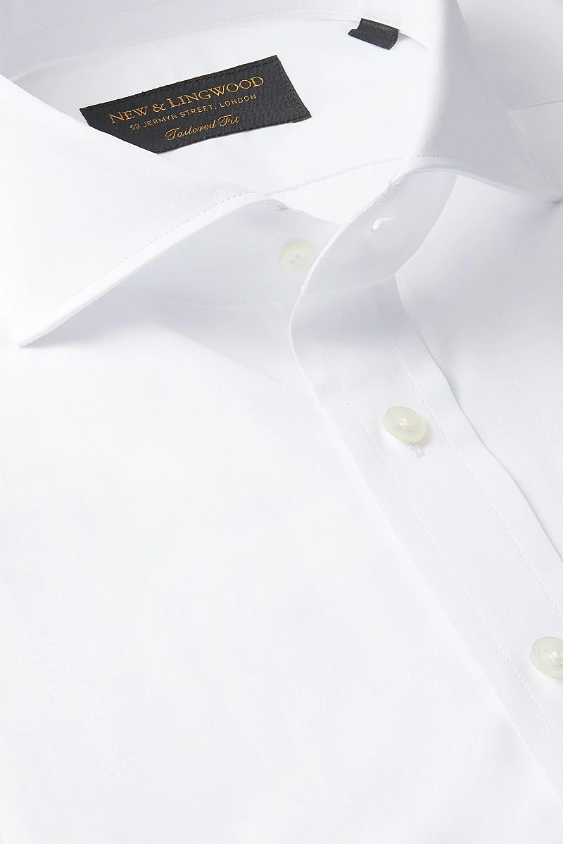 White Poplin Cutaway Collar Tailored Fit Double Cuff Shirt 1 White Poplin Cutaway Collar Tailored Fit Double Cuff Shirt