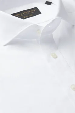 White Poplin Cutaway Collar Tailored Fit Single Cuff Shirt