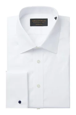 White Poplin St James's Collar Tailored Fit Double Cuff Shirt -Fashion-New and Lingwood white poplin tailored stj collar dc shirt a