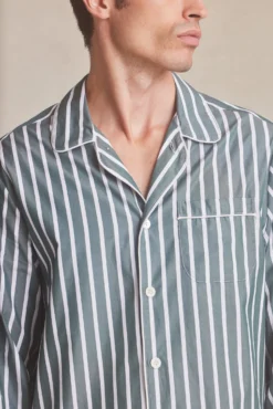 Green Wide Stripe Cotton Pyjama Set -Fashion-New and Lingwood wide stripe cotton pyjama set green 030 scaled